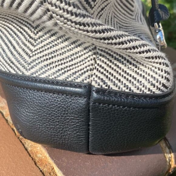 Brighton Cala Tote Black & White Fabric with Leather Bottom and Handles. EUC! - Picture 11 of 14